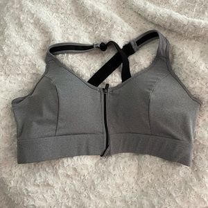 Gray high support sports bra - size XXL with front zipper